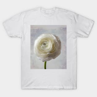 Soft Pastel White Ranunculus Flower T-Shirt